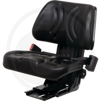 Sedile in ecopelle PVC nero, molleggio posteriore, larghezza 480mm