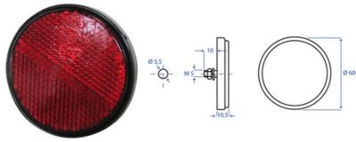 Catadiottro rosso Ø60