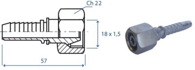 Raccordo metrico Femmina 5/16" 18x1,5