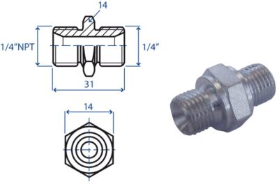 Nipples 1/4" - 1/4" NPT