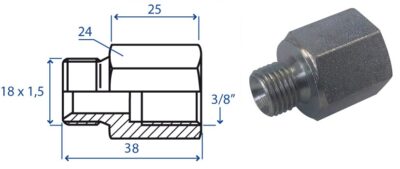 Riduzione M/F M.18x1,5 F.3/8"