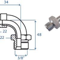 Adattatore M/F curvo 90° 3/8"