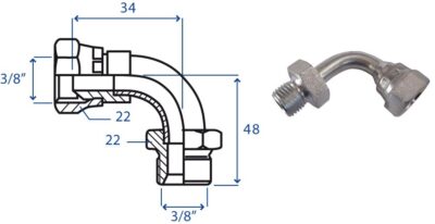 Adattatore M/F curvo 90° 3/8"