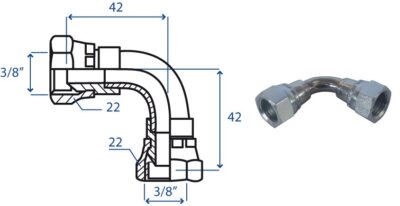 Adattatore F/F curvo 90° 3/8"