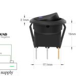 ON/OFF Pulsante interruttore nero in plastica con Led 12V