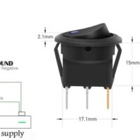 ON/OFF Pulsante interruttore nero in plastica con Led 12V