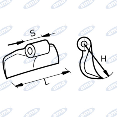 Mazza Stampata L=150mm, S=55, H=100, Ø Fori 20,5