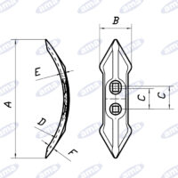 Vomerina a 2 punte 260X75X8