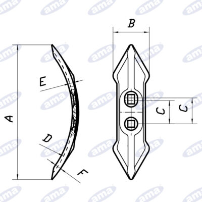 Vomerina a 2 punte 260X75X8