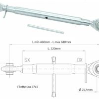 3° punto Cat2 Filetto 27x3 Lunghezza 460-680mm