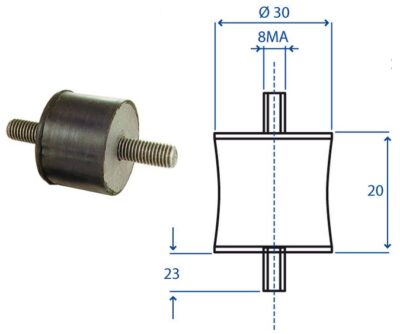 Silent Block Antivibrante M8 Ø30x20